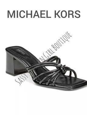 🆕⭐MICHAEL KORS Black Strappy Knot Slide Sandals